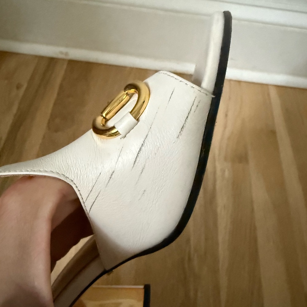 Gucci Nappa Horsebit 75mm Slide Sandals White - Picture 7 of 10
